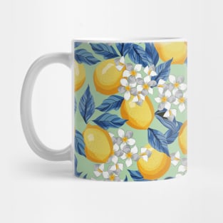 Lemons Pattern On Green Mug